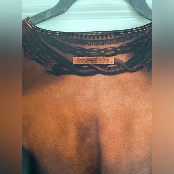 Jean Paul Gautier The Long Ebony Body Tattoo Dress Dark Nude Size S - Picture 10 of 16